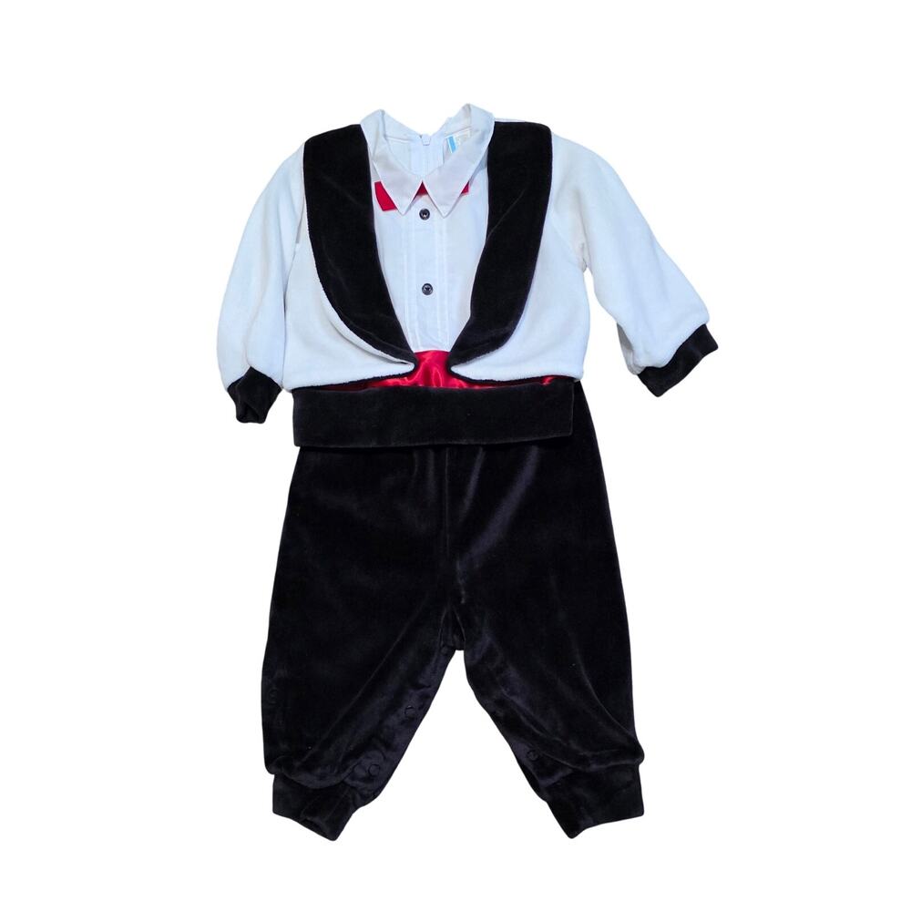 Vintage Velvet Two Piece w/ Booties Tux baby boy Dressy Holiday Size 6-9 Months
